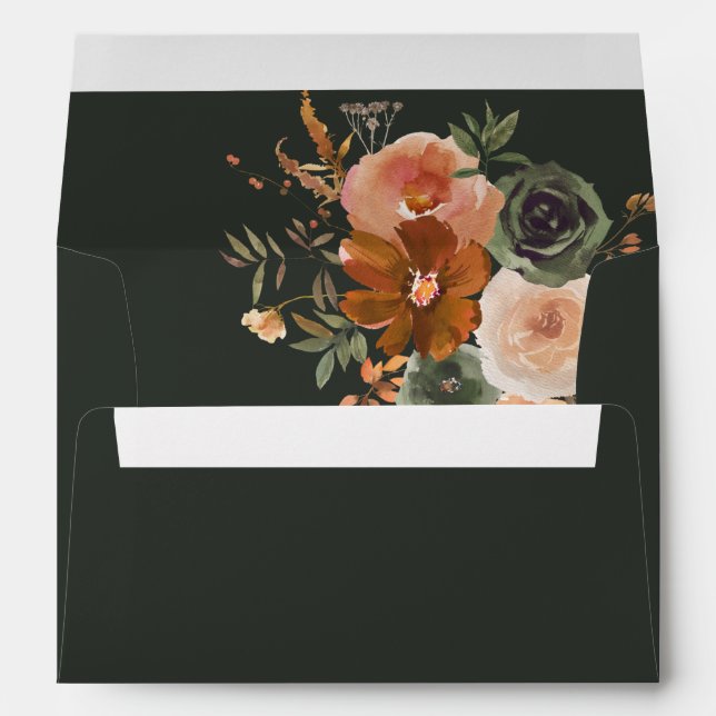 Green & Terra Cotta Floral Envelope - Green (Back (Bottom))