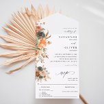 Green & Terra Cotta Floral Wedding All In One Invitation<br><div class="desc">Make sending the invitation and RSVP easy while amazing your guests with your beautiful Green & Terra Cotta Floral Wedding All In One Invitations.</div>
