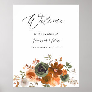 Green & Terra Cotta Floral Welcome Poster
