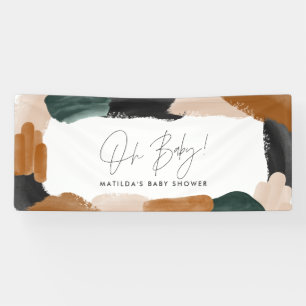 Green terracotta abstract watercolor baby shower b banner