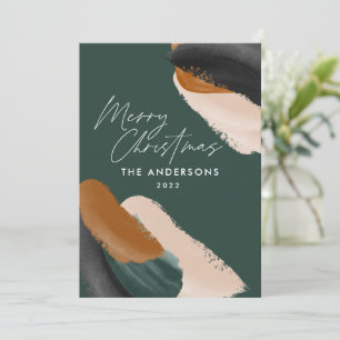 Green terracotta modern minimal watercolor holiday card