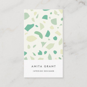 Green terrazzo pattern business card