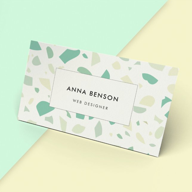 Green terrazzo pattern business card (Creator Uploaded)