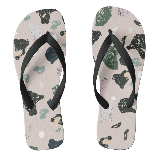 Green Terrazzo Pattern Jandals (Footbed)