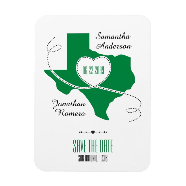Green Texas Curling Ribbon Save the Date Magnet (Vertical)
