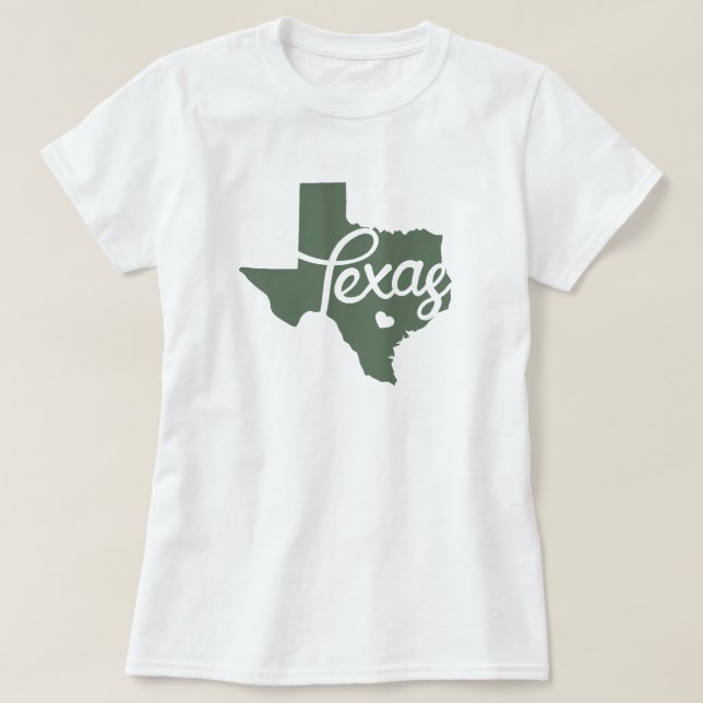 Green Texas Heart T-Shirt (Design Front)