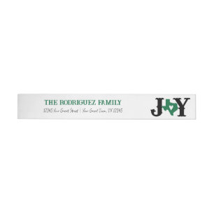 Green Texas JOY Holiday Wrap Around Label