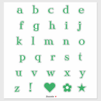 Green Text Letters | Monogram Alphabet Stickers