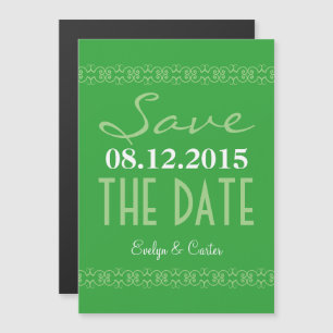 Green Text Save The Date Magnetic Wedding Invites