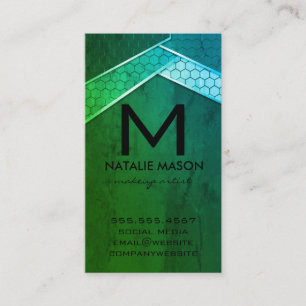 Green Texture Background Geometric Business Card