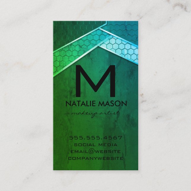 Green Texture Background | Geometric Business Card (Front)