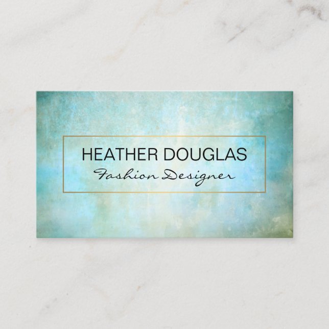 Green Texture Background | Gold Frame Business Card (Front)