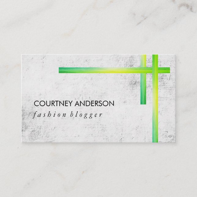 Green Texture Expressive Bars / Texture Business Card (Front)
