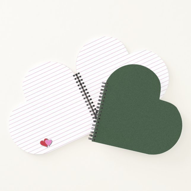 Green Texture Heart Shaped Spiral Bound Notebook (Inside)