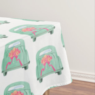 Green Textured Hand-drawn Bridal Car Tablecloth
