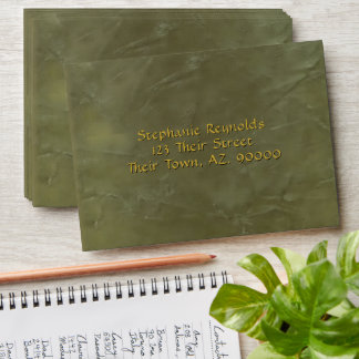 Green Textured Marble Gold Envelope – Luxury