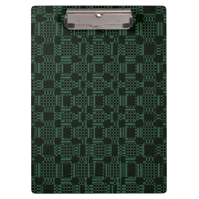 Green textured squares pattern clipboard (Front)