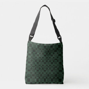 Green textured squares pattern crossbody bag