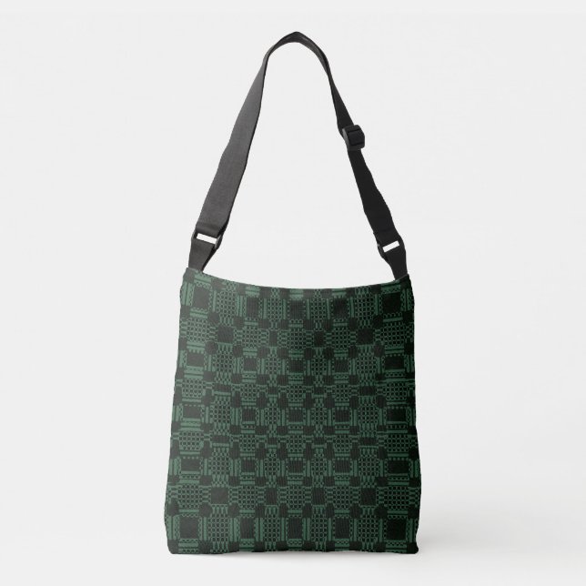 Green textured squares pattern crossbody bag (Front)