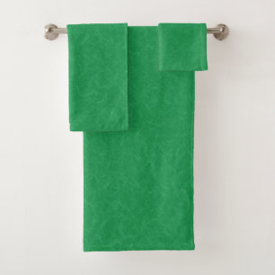 Green textured surface with swirling pattern bath towel set