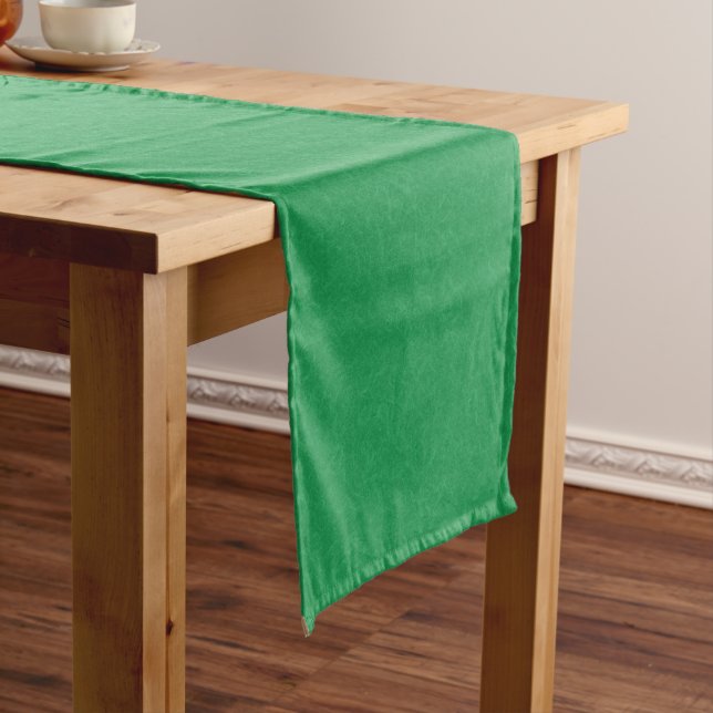 Green textured surface with  swirling pattern short table runner (In Situ)