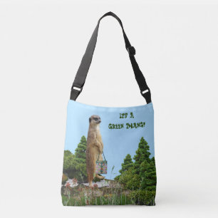  'Green Thang' Meerkat & Dragonfly (Back Image)    Crossbody Bag