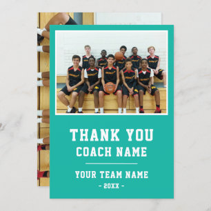 Green Thank you Coach Card Team Name Photo