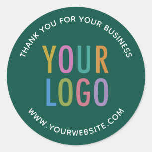 Green Thank You Stickers Custom Company Logo Round