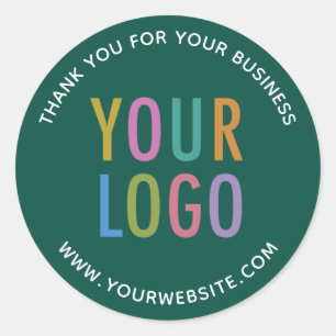 Green Thank You Stickers Custom Company Logo Round