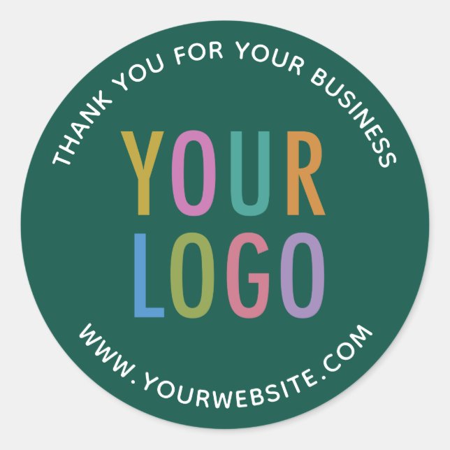 Green Thank You Stickers Custom Company Logo Round (Front)