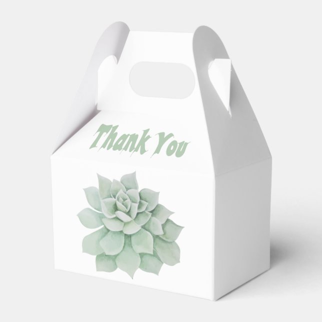 Green Thank You Succulent Cactus Party Wedding Favour Box (Front Side)