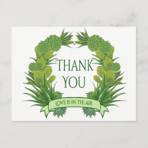 Green Thank You Succulent Cactus Southwest Wedding Postcard