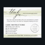 Green Thank you Washing Care Instructions Advice Flyer<br><div class="desc">Green Thank you Washing Care Instructions Advice</div>