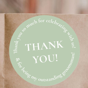 Green Thank You Wedding Favour Sticker