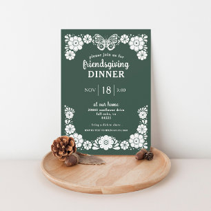 Green Thanksgiving Friendsgiving Dinner Party Invitation