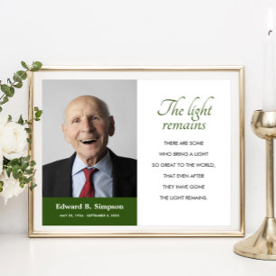 Green The Light Remains Memorial Poem With Photo Poster