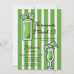 Green The Summer I Turned 13 Mocktail Birthday Invitation