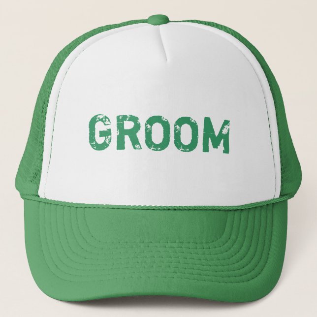 Green theme simple Groom hat (Front)