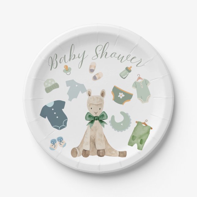 Green Themed Baby Shower  Paper Plate (Front)