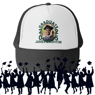 Green Themed Photo Graduate Trucker Hat