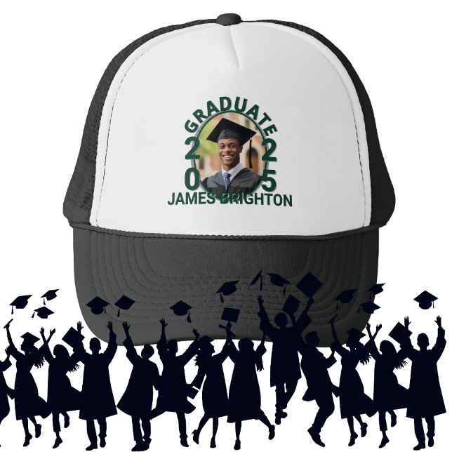 Green Themed Photo Graduate Trucker Hat (Creator Uploaded)