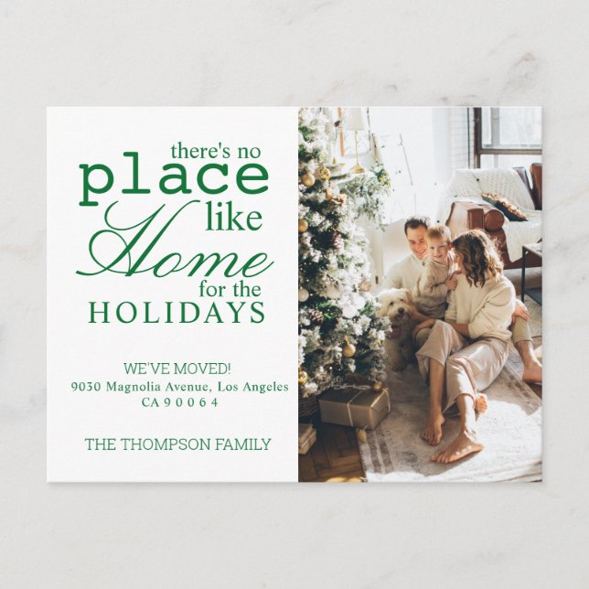Green There's no Place Like Home Photo Moving Announcement Postcard (Front)