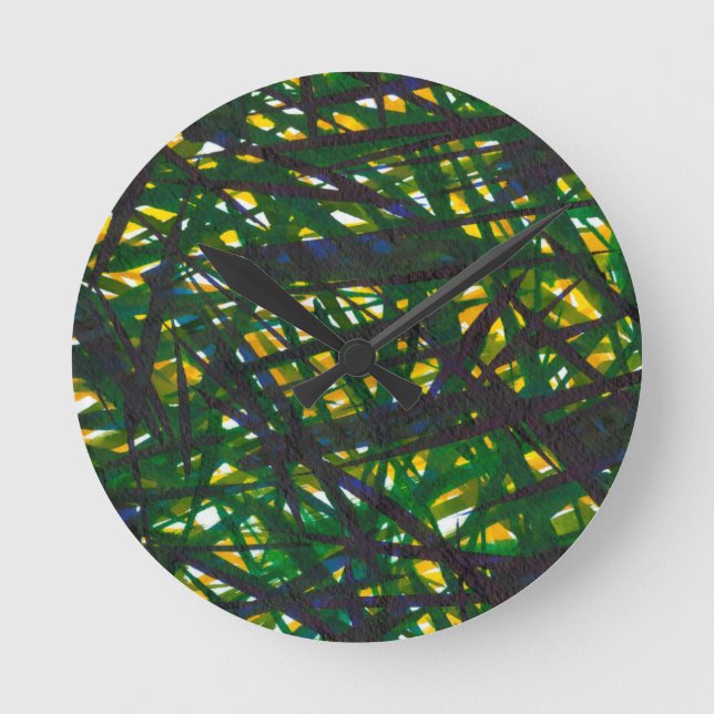 Green Thicket II Round Clock (Front)