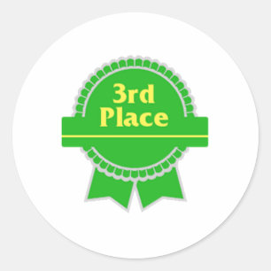 Green Third Place Ribbon Classic Round Sticker