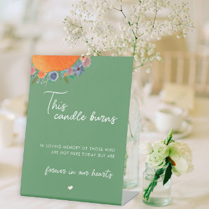 Green This Candle Burns In Loving Memory Wedding Pedestal Sign