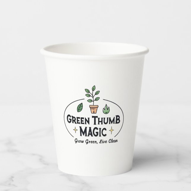 Green Thumb Magic | Urban Gardening Cofee Mug Paper Cups (Front)