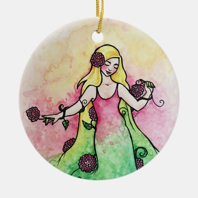 Green Thumb Springtime  Ceramic Tree Decoration (Front)