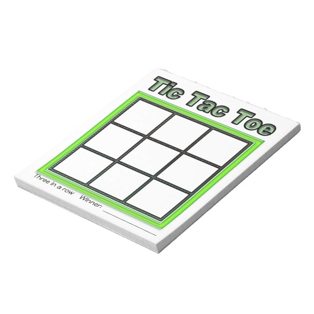 Green Tic Tac Toe Game Notepad (Rotated)