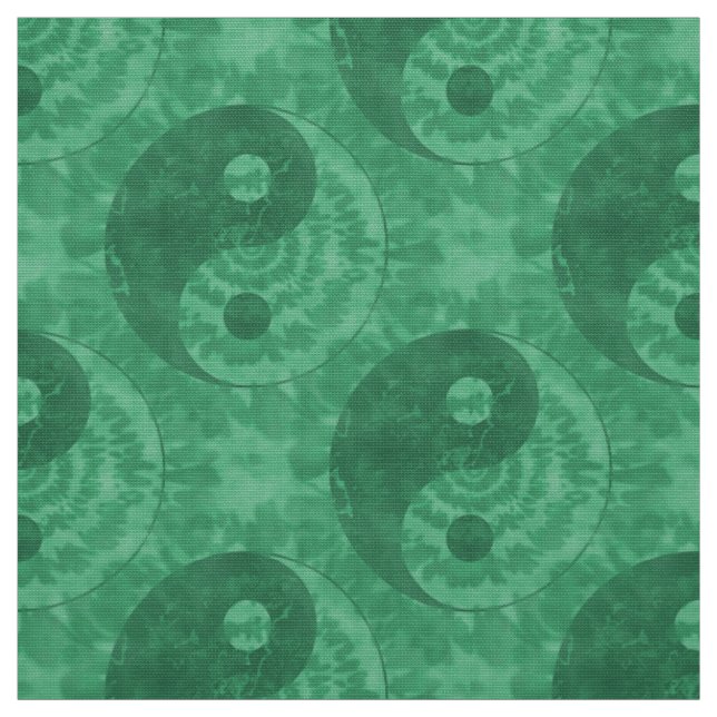 Green Tie Dye Yin Yang Symbol Fabric (Swatch)