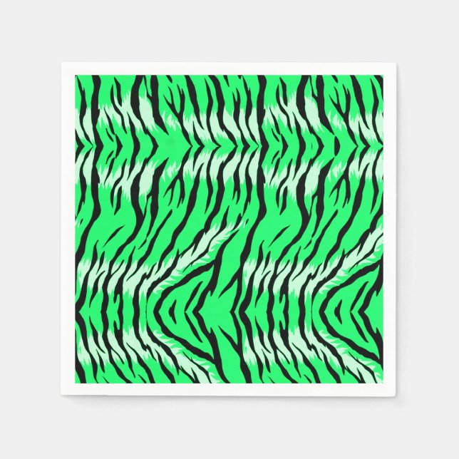 Green Tiger Animal Skin Pattern Design  Napkin (Front)